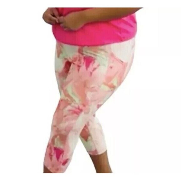 ID Ideology Plus Size Printed Cropped Leggings Casual Pink Shock Size 1X - Picture 3 of 4